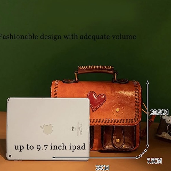 NEW Cambridge Heart Shoulder Satchel Bag Colorblock Brown & Cognac Multi NWT - Picture 3 of 10